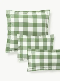 Karierter Baumwoll-Kopfkissenbezug Nels