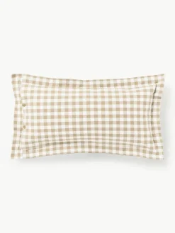 Karierter Baumwoll-Kopfkissenbezug Nels