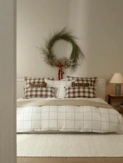 Karierter Flanell-Wendekopfkissenbezug Noelle aus Baumwolle