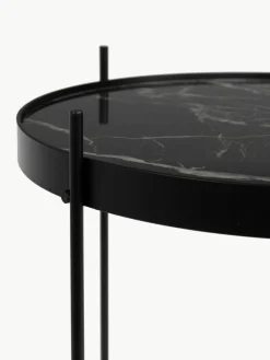 Klappbarer Beistelltisch Cupid mit Glasplatte in Marmor-Optik