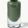 Kleine mundgeblasene Vase Dylla mit Luftbläschen, H 16 cm