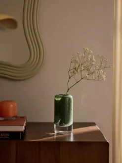 Kleine mundgeblasene Vase Dylla mit Luftbläschen, H 16 cm