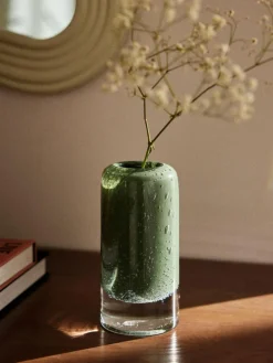 Kleine mundgeblasene Vase Dylla mit Luftbläschen, H 16 cm