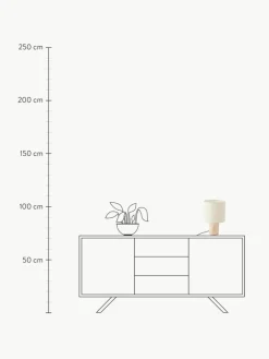 Kleine Skandi-Tischlampe Pia aus Holz und Leinen
