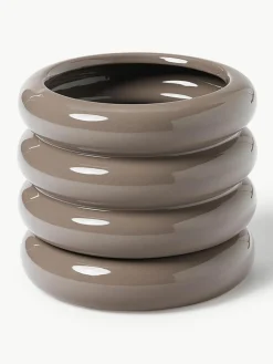 Kleiner Übertopf Rudi aus Steinzeug, H 16 cm