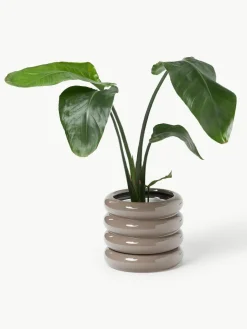 Kleiner Übertopf Rudi aus Steinzeug, H 16 cm