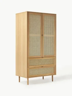 Kleiner Kleiderschrank Aries mit Wiener Geflecht, 2-türig