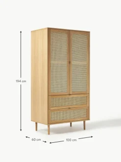 Kleiner Kleiderschrank Aries mit Wiener Geflecht, 2-türig