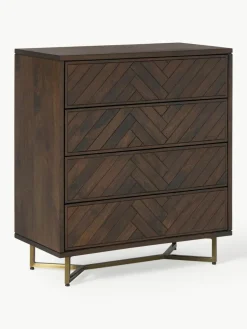Kommode Luca aus Mangoholz mit Fischgrät-Muster