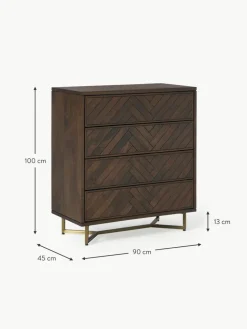 Kommode Luca aus Mangoholz mit Fischgrät-Muster