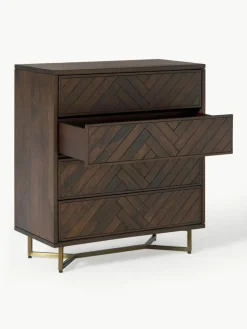 Kommode Luca aus Mangoholz mit Fischgrät-Muster