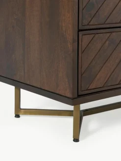 Kommode Luca aus Mangoholz mit Fischgrät-Muster