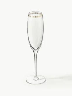 Kristall-Champagnergläser Dvorak mit Gold-Dekor, 6 Stück