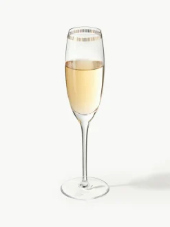 Kristall-Champagnergläser Dvorak mit Gold-Dekor, 6 Stück