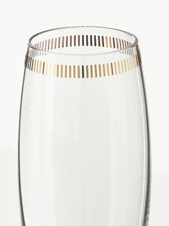 Kristall-Champagnergläser Dvorak mit Gold-Dekor, 6 Stück