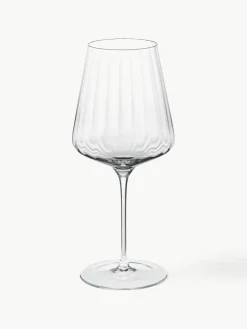 Kristall-Rotweingläser Bernadotte mit Rillenstruktur, 6 Stück