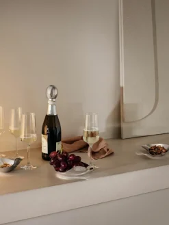 Kristall-Sektgläser Bernadotte mit Rillenstruktur, 6 Stück