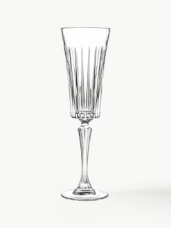 Kristall-Sektgläser Timeless mit Rillenrelief, 6 Stück