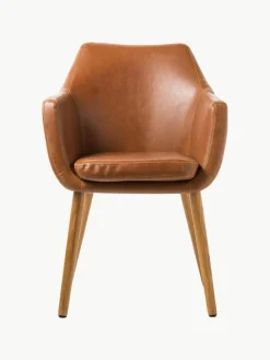 Kunstleder-Armlehnstuhl Nora mit Holzbeinen