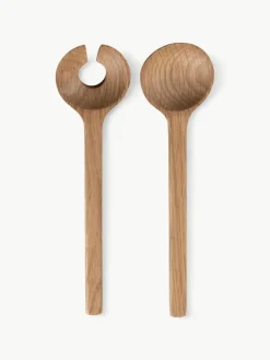 Kurzes Salatbesteck Bit aus Eichenholz