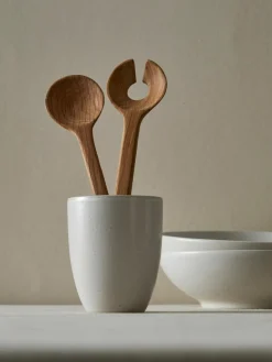 Kurzes Salatbesteck Bit aus Eichenholz