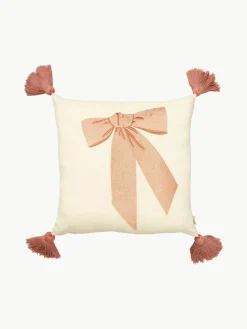 Kuschelkissen Bows aus Bio-Baumwolle mit Quasten