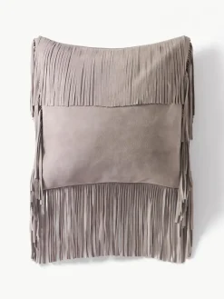 Leder-Kissenhülle Amaia mit Fransen