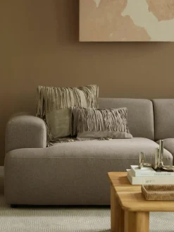 Leder-Kissenhülle Amaia mit Fransen