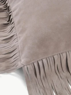 Leder-Kissenhülle Amaia mit Fransen