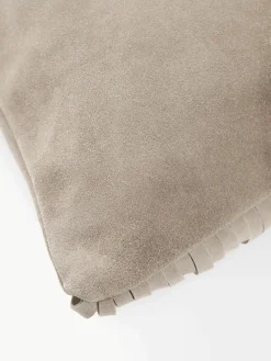 Leder-Kissenhülle Amaia mit Fransen