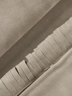 Leder-Kissenhülle Amaia mit Fransen