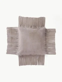 Leder-Kissenhülle Amaia mit Fransen