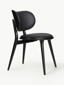 Leder-Stuhl Rock mit Holzbeinen, handgefertigt