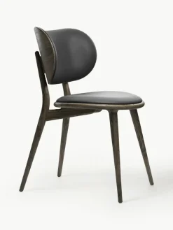 Leder-Stuhl Rock mit Holzbeinen, handgefertigt