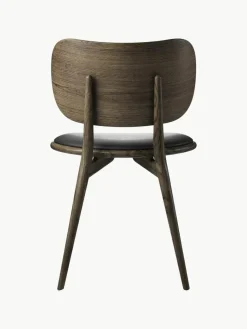 Leder-Stuhl Rock mit Holzbeinen, handgefertigt