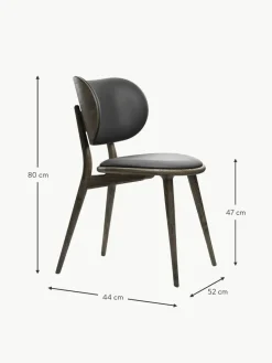 Leder-Stuhl Rock mit Holzbeinen, handgefertigt