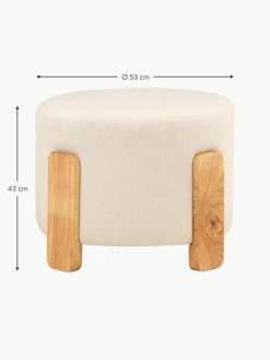 Leinen-Hocker Coffey mit Holz-Füßen