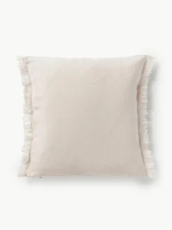 Leinen-Kissenhülle Luana mit Fransen