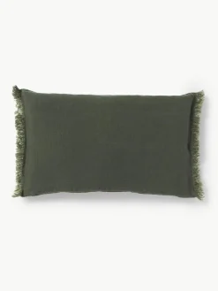 Leinen-Kissenhülle Luana mit Fransen