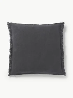 Leinen-Kissenhülle Luana mit Fransen