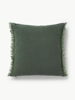 Leinen-Kissenhülle Luana mit Fransen