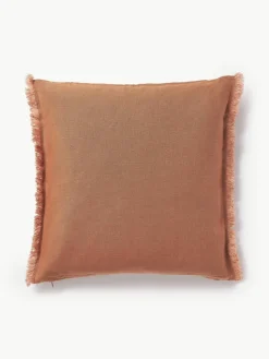 Leinen-Kissenhülle Luana mit Fransen