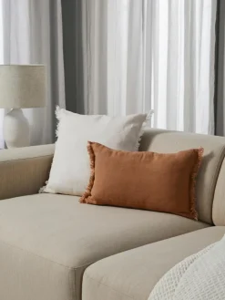 Leinen-Kissenhülle Luana mit Fransen