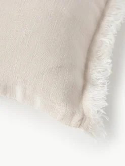 Leinen-Kissenhülle Luana mit Fransen