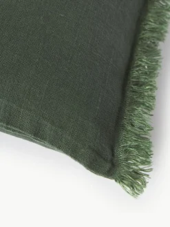 Leinen-Kissenhülle Luana mit Fransen