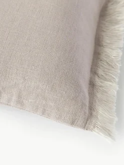 Leinen-Kissenhülle Luana mit Fransen