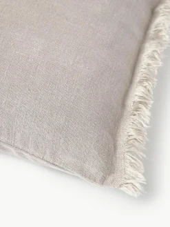 Leinen-Kissenhülle Luana mit Fransen