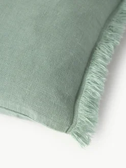 Leinen-Kissenhülle Luana mit Fransen