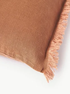 Leinen-Kissenhülle Luana mit Fransen