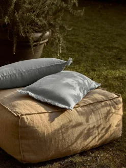 Leinen-Kissenhülle Luana mit Fransen